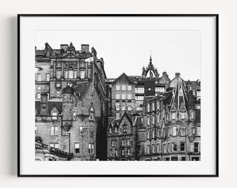 Black and White Edinburgh Scotland Architecture Wall Art, Old Town Edinburgh Gift, Travel Photography, Large Wall Art for Office Wall Decor
