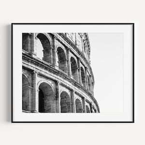 Roman Colosseum Architecture, Black and White Rome Wall Art, Italy Gift, Travel Photography, Italian Wall Decor for Office of Living Room