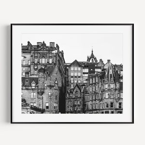 Black and White Edinburgh Scotland Architecture Wall Art, Old Town Edinburgh Gift, Travel Photography, Large Wall Art for Office Wall Decor