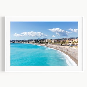 Niza, Francia, sur de Francia, Costa Azul, póster de viaje, Riviera Francesa, decoración costera, arte mural costero, costa francesa, fotografía de playa