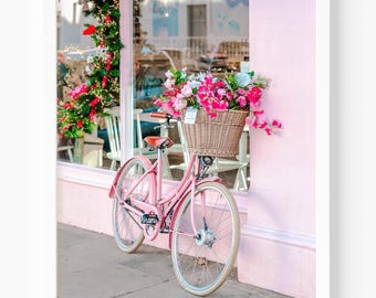 Pink Bike Print, Peggy Porschen Cafe Chelsea, London Photography