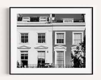 London Photography, Black and White London Flats, Travel Photography, Architecture Print, Minimalist Art for Living Room of Gallery Wall