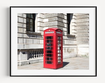 Red Telephone Booth Print, Iconic London Travel Poster, British Wall Decor, London Photography, English Red Phone Box, Large Wall Art