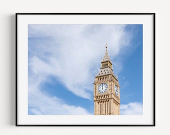 London Print, Big Ben, Black and White Travel Photography, Europe Travel Poster, England Photography, Large Wall Art, Minimalist Wall Decor