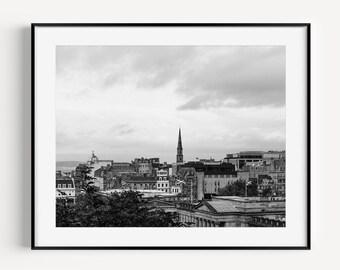 Edinburgh Scotland Photography, Black and White Edinburgh Skyline, Cityscape, Old Town Edinburgh Gift, Office Wall Art, Scotland Wall Decor