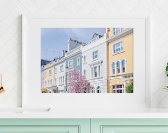 Notting Hill in Spring London Photography, Pastel Travel Wall Art, London Gift, Home Decor, Notting Hill Gift, Colorful Over Couch Art