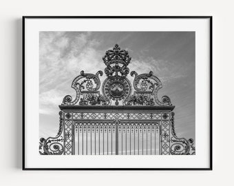 Schloss Versailles Eingangstor, Schwarz-Weiß-Paris-Fotografie, Französisches Wand-Dekor, Minimalistische Wandkunst für Eingang oder Wohnzimmer