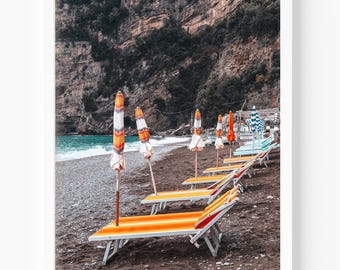 Amalfi Coast Art, Positano Italy Photography, Italian Beach Umbrella Print, Mediterranean Wall Art for Living Room, Hotel or Airbnb