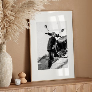 Black and white Vespa in Italy photography print