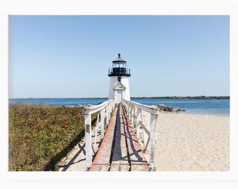 Brant Point Lighthouse Nantucket Print, Cape Cod Beach Photography, Coastal New England Decor, Nautical Wall Art for Beach House Living Room