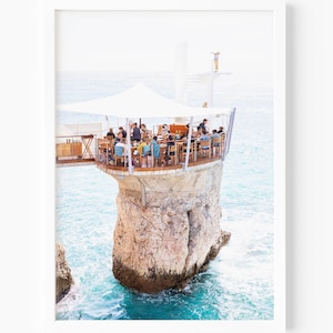 Impresión de Niza, Francia, Restaurante Le Plongeoir, Fotografía de la Costa Azul del Sur de Francia, Riviera Francesa, Arte mural costero para sala de estar, Airbnb