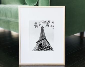 Eiffel Tower Print, Paris Photography, Black and White Travel Photography, French Wall Decor, Paris Gift, Wall Art for Living Room or Office