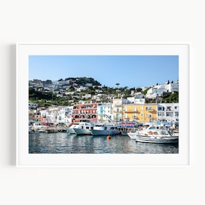 Capri Italy Print, Amalfi Coastline Art, Boat Marina, Photography, Coastal Wall Art, Nautical Wall Decor for Living Room
