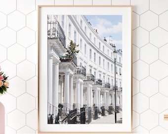 London Royal Crescent Architecture Print, Notting Hill Photography, Europe Travel Poster, Minimalist Wall Art for Living Room or Office