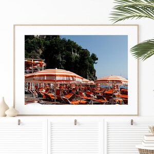 Arienzo Beach Club Amalfi Coast Orange Beach Umbrella Print