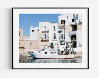 Monopoli Italy Marina Puglia Italy Travel Photography, Boat Print Nautical Wall Art, Mediterranean Decor, Coastal Wall Decor for Living Room