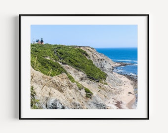 Rhode Island Print, Block Island Lighthouse Travel Photography, Coastal Wall Decor, Beach Wall Art, Travel, New England Prints, Home Decor