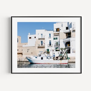 Monopoli Italy Marina Puglia Italy Travel Photography, Boat Print Nautical Wall Art, Mediterranean Decor, Coastal Wall Decor for Living Room image 1