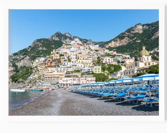 Positano Italy Amalfi Coast Photography, Italian Beach Print, Mediterranean Beach, Italy Travel Gift, Large Wall Art for Beach House
