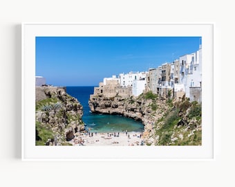 Puglia Italy Print, Polignano a Mare Italy Photography, Mediterranean Wall Decor, Italian Coast, Coastal Wall Art for Beach House