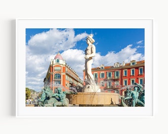 Nice France Piazza Massena, Fontaine du Soleil,  French Riviera Travel Photography, South of France Cote d'Azur Wall Art for Living Room