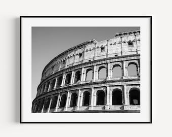 Black and White Roman Colosseum Print, Rome Wall Art, Architecture, Italy Gift Travel Photography, Wall Decor for Office of Living Room