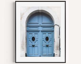 Paris Door Paris  Print, Pale Blue Parisian Doorways, Travel Photography, European Doors, Large Wall Art for Gallery Wall or Living Room