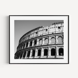 Roman Colosseum Print, Black and White Rome Photography, Architecture Wall Decor, Large Wall Art for Office, Living Room, or Airbnb