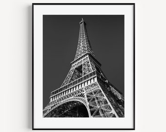 Eiffel Tower Print, Black and White Paris Photography, French Wall Decor, Paris Cityscape, Travel Photography, Minimal Wall Art for Office