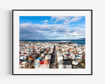 Reykjavik Skyline Poster, Nordic City Print, Iceland Travel Photography, Cityscape, Urban Wall Decor, Iceland Gift Wall Art for Living Room