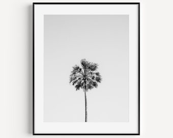 Palm Tree Beach Print, Tropical Wall Decor, Beach House Decor, Black and White Beach Travel Photography, Coastal Wall Art for Living Room