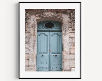 French Blue Paris Door Print, European Doorways, Gallery Wall Decor, Paris Travel Photography, French Home Decor, Wall Art for Living Room