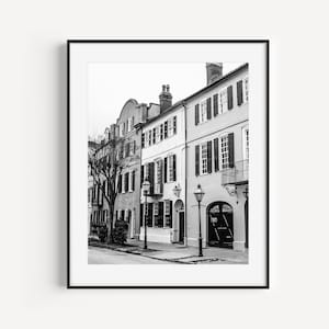 Black and White Charleston Battery, Rainbow Row Charleston SC Photography, Charleston Gift, Minimalist Wall Art for Living Room or Office