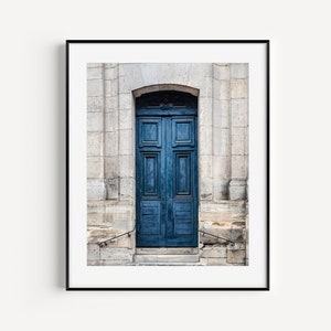 Paris Tür-Druck, dunkelblaues Tür-Poster, europäische Türen Kunst, Paris Fotografie, französische Wanddekoration, minimalistische Architektur Wandkunst