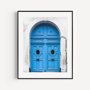 French Blue Door Paris Door Print, Parisian Doorways, Travel Photography, European Doors, Large Wall Art for Gallery Wall or Living Room