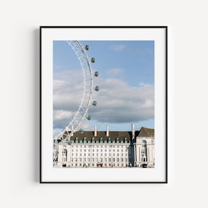 London Eye Print, London Photography, London Travel Poster, South Bank London, Ferris Wheel Wall Art, Europe Travel Poster, London City Art