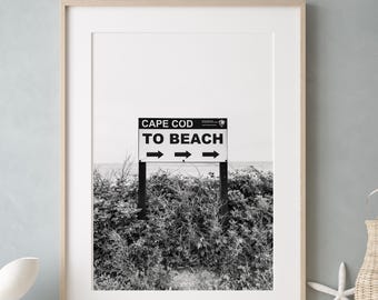 Cape Cod Print, Black and White Beach Photography, New England Wall Art, Large Coastal Wall Decor for Living Room, Beach House or Airbnb