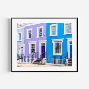 Notting Hill London Photography, European Doorways, Door Poster, Pastel Travel, Girly Wall Decor, Colorful Wall Art for Living Room