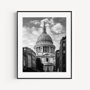 St. Paul&#39;s Cathedral Print, Black and White London Photography, Architecture Decor, Home Decor Gift, Large Office Wall Art for Above Desk