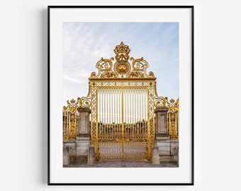 Palace of Versailles Gold Entrance Gate, Paris Photography, Glam Wall Decor, Gold Wall Art, French Wall Decor for Entryway or Living Room