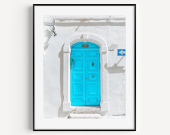 Turquoise Door Art Print, European Doorways Wall Art, Teal Door Poster, Travel Photography,  Mediterranean Wall Decor for Living Room
