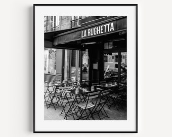 Black and White Parisian Cafe Print, Paris Photography, French Cafe, Kitchen Wall Art, French Photography, Paris Street Art Large Wall Decor