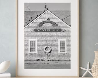 Nantucket Print, Black and White Cape Cod Beach Photography, Coastal New England Decor, Nautical Wall Art for Beach House or Airbnb