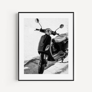 Black and white Vespa in Italy photography print