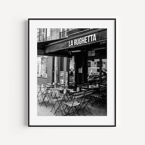 Black and White Parisian Cafe Print, Paris Photography, French Cafe, Kitchen Wall Art, French Photography, Paris Street Art Large Wall Decor