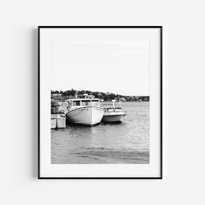 Black and white boat photography print taken in Martha's Vineyard