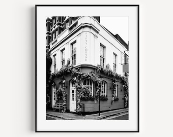 Black and White Chelsea London Photography, Number Fifty Cheyne Walk, London Restaurant, Travel Poster, Girly Wall Art, Large Wall Decor