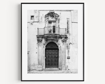 Black and White Door Print, Puglia Italy Doorways Wall Art, Travel Photography, European Door Poster, Mediterranean Wall Decor for Entryway