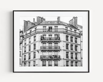 Paris Architecture Print, Montmartre, Black and White Travel Photography, Europe Streets, French Wall Decor, Travel Poster, Gallery Wall Art