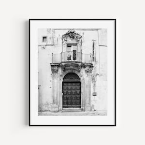 Black and White Door Print, Puglia Italy Doorways Wall Art, Travel Photography, European Door Poster, Mediterranean Wall Decor for Entryway image 1